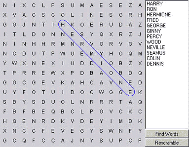 Example of Gryffindor Word Search