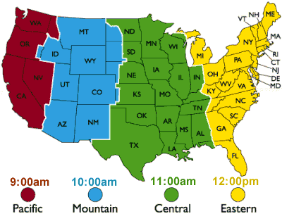 map with time zones usa. Map of USA with Time Zone of